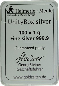 UnityBox Heimerle + Meule 100 x 1g d'Argent fin Deuxième Choix
