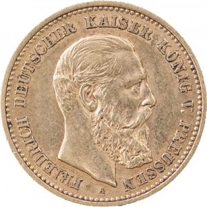 10 Mark allemand Friedrich III de Prusse 3,58g d'or fin