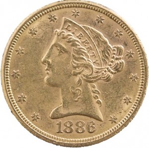 5 Dollar Half Eagle Liberty Head 7,52g d'or fin