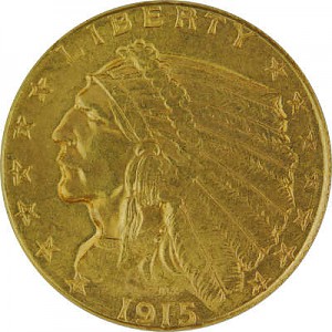 5 Dollar Half Eagle Indian Head 7,52g d'or fin