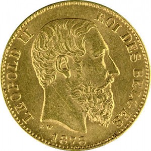 20 Francs belges Leopold II 5,81g d'or fin